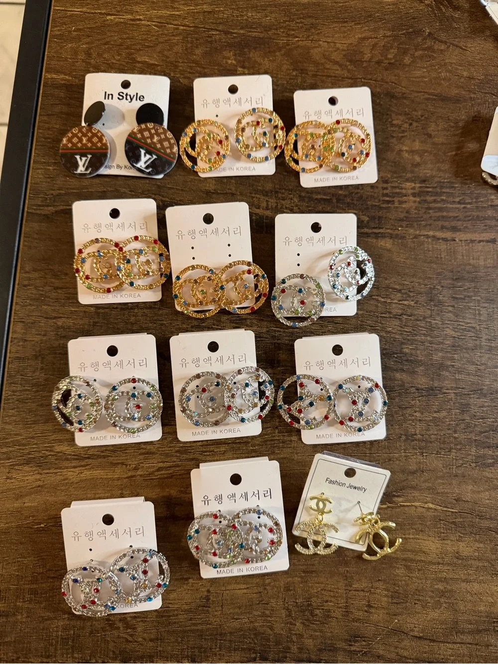 J. Crew Factory Gold-Tone Hoop Earrings with Multicolor Rhinestones